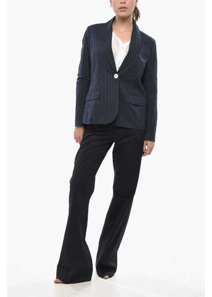 Sacouri INES DE LA FRESSANGE Pinstriped Cotton Blazer Nicoletta Blue Femei (BM 19749116) 4