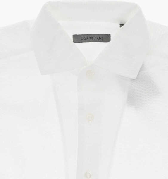 Camasi casual CORNELIANI Short-Sleeve Shirt With Honeycomb Pattern White Barbati (BM 19749119) 3