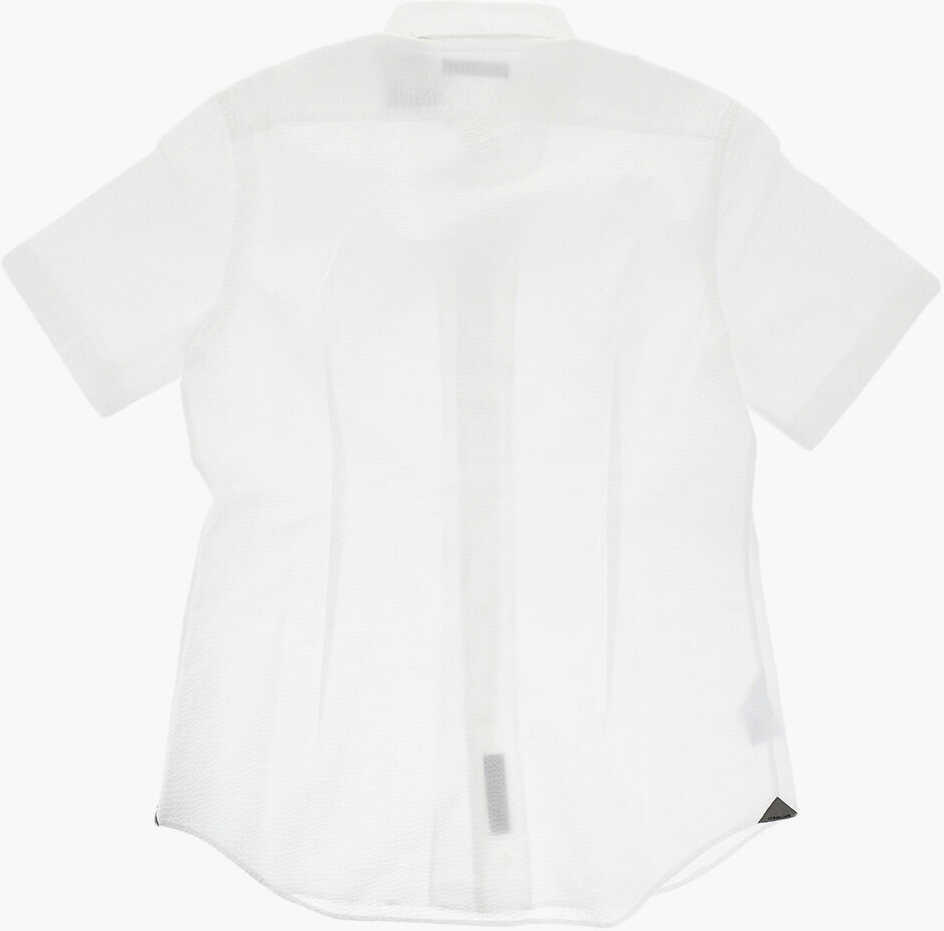 Camasi casual CORNELIANI Short-Sleeve Shirt With Honeycomb Pattern White Barbati (BM 19749119) 4