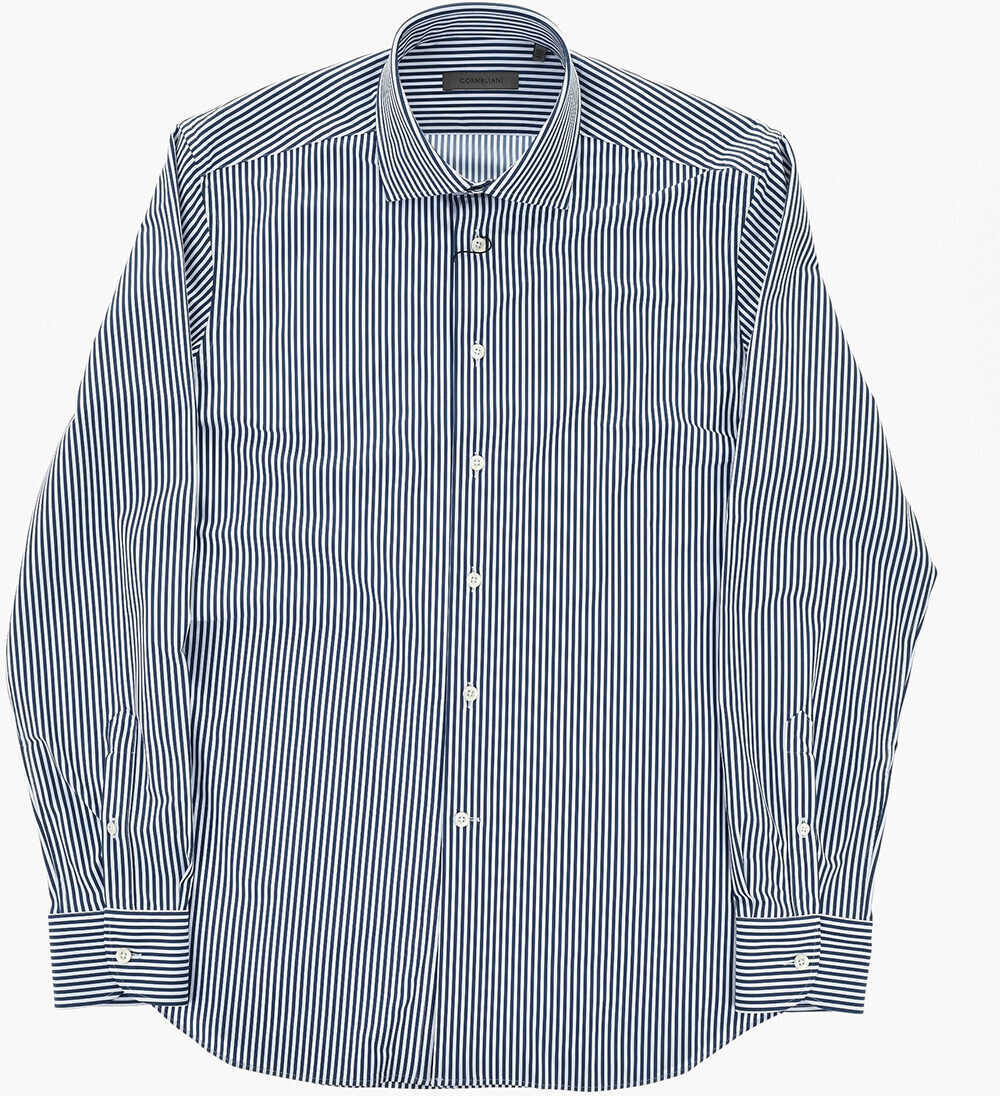 Camasi casual CORNELIANI Striped Stretch Fabric Shirt With French Collar Blue Barbati (BM 19749122) 2