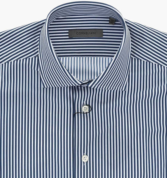 Camasi casual CORNELIANI Striped Stretch Fabric Shirt With French Collar Blue Barbati (BM 19749122) 3