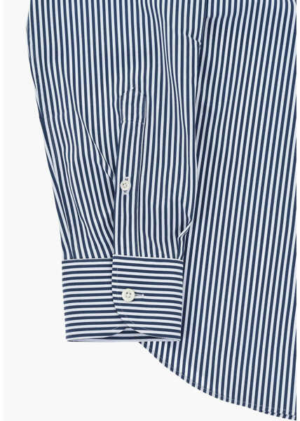 Camasi casual CORNELIANI Striped Stretch Fabric Shirt With French Collar Blue Barbati (BM 19749122) 4