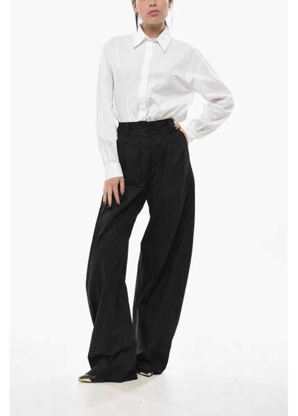Pantaloni casual The Latest Cotton Palazzo Trousers With One Pleat Black Femei (BM 19749125) 4