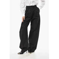Pantaloni casual Cotton Palazzo Trousers With One Pleat Femei