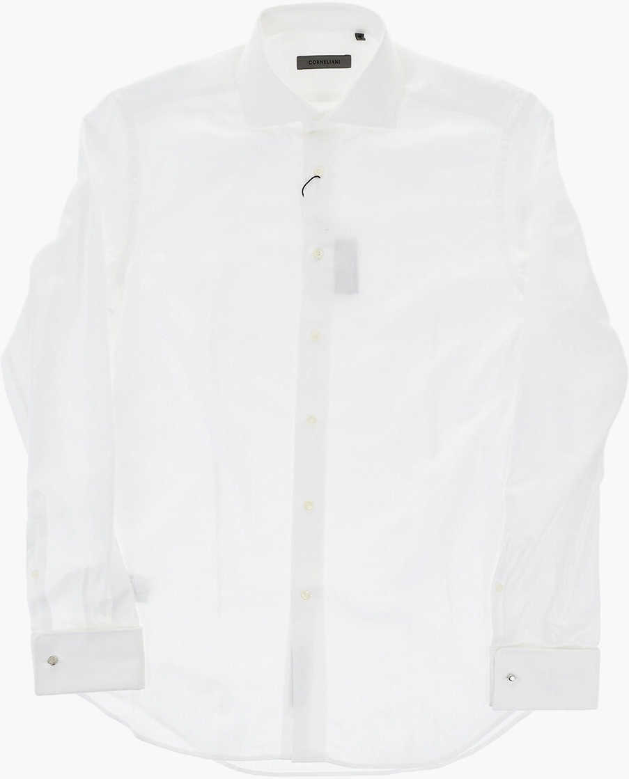 Butoni CORNELIANI Cotton Herringbone Shirt With Cufflinks White Barbati (BM 19749131) 2