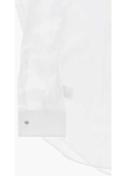 Butoni CORNELIANI Cotton Herringbone Shirt With Cufflinks White Barbati (BM 19749131) 4