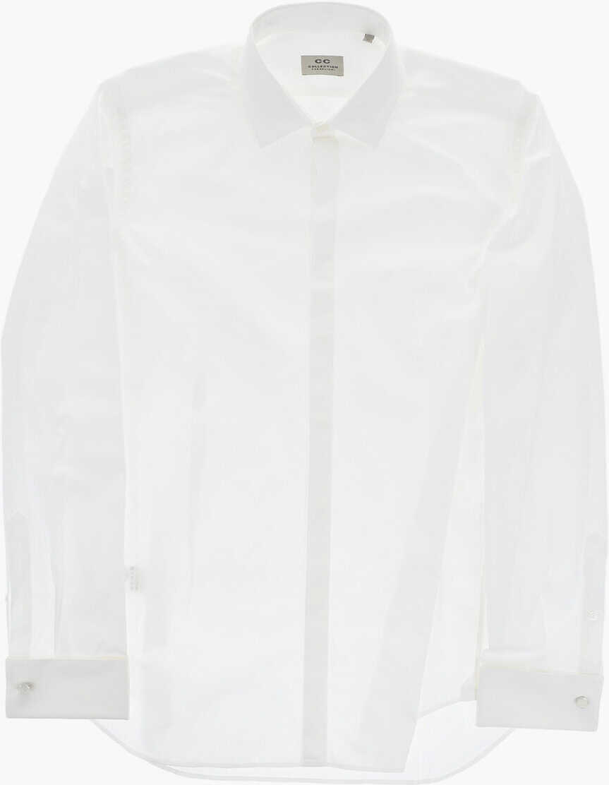 Butoni CORNELIANI Cc Collection Solid Shirt With Cufflinks And Concealed Butto White Barbati (BM 19749137) 3