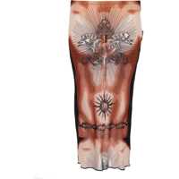 Fuste casual Midi Skirt With "Safe Sex Tatoo" Print Femei