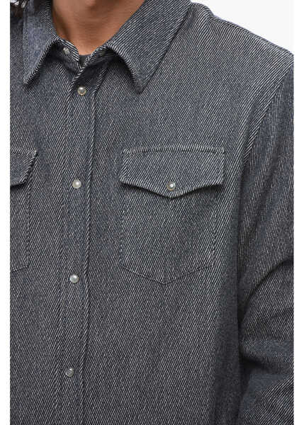 Camasi casual GODS TRUE CASHMERE Denim-Effect Cashmere-Blend Shirt Blue Barbati (BM 19751759) 3