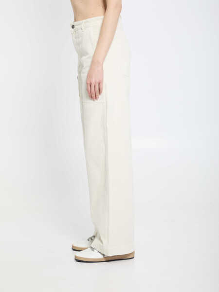 Pantaloni casual Moncler Cotton Pants With Leather Logo. BEIGE Femei (BM 19751825) 2