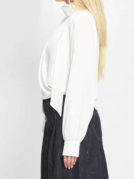 Camasi FEDERICA TOSI Blusa Incrociata Con Sciarpina WHITE Femei (BM 19751837) 3