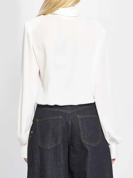 Camasi FEDERICA TOSI Blusa Incrociata Con Sciarpina WHITE Femei (BM 19751837) 4