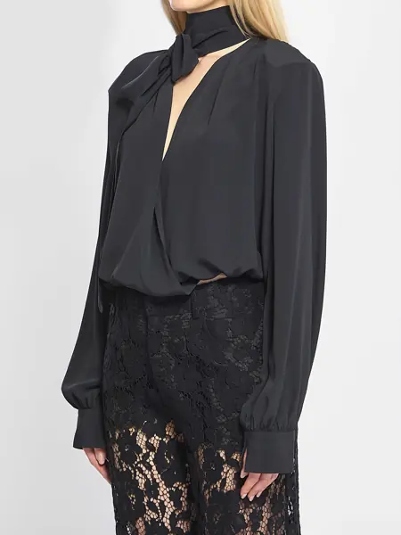 Bluze FEDERICA TOSI Cross-Over Blouse With Scarf BLACK Femei (BM 19751885) 2