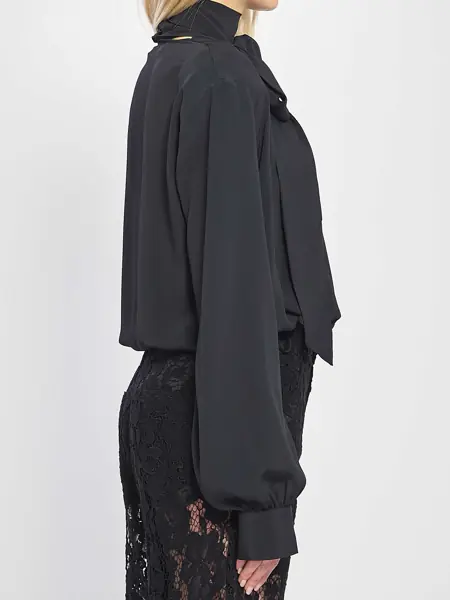 Bluze FEDERICA TOSI Cross-Over Blouse With Scarf BLACK Femei (BM 19751885) 3