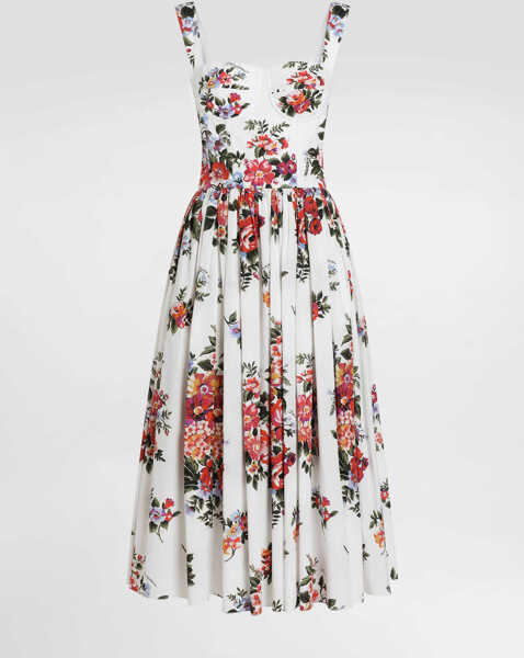 Rochii elegante Dolce & Gabbana Floral Print Bustier Midi Dress WHITE Femei (BM 19751924) 4