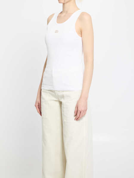 Bluze Dolce & Gabbana Ribbed Tank Top With Dg WHITE Femei (BM 19751927) 2