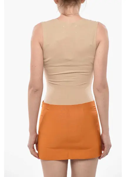 Body-uri Maison Margiela Mm4 Cotton-Blend Bodysuit With Raw-Edge Trims Pink Femei (BM 19752050) 2