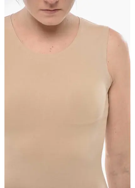 Body-uri Maison Margiela Mm4 Cotton-Blend Bodysuit With Raw-Edge Trims Pink Femei (BM 19752050) 3