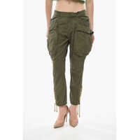 Pantaloni casual Stretch Cotton Cargo Pants With Lace-Up Detail Femei