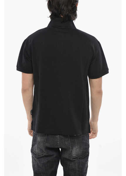 Tricouri Polo Palm Angels Cotton Piqu Polo With Embroidered Logo Black Barbati (BM 19752059) 2