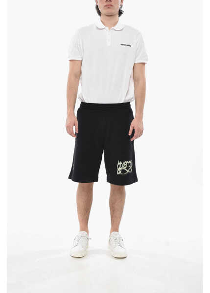 Pantaloni scurti Givenchy Brushed Cotton Shorts Graffiti With Print Black Barbati (BM 19752065) 4