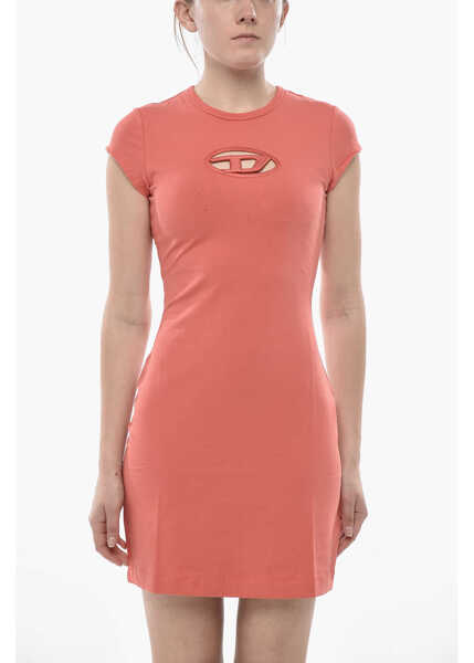Tricouri Diesel Cotton T-Shirt Dress D-Angiel With Logo Cut-Out Orange Femei (BM 19752080) 4
