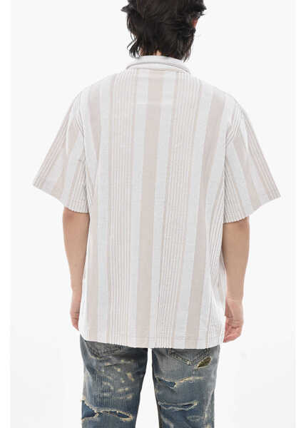 Camasi casual Givenchy Terry Short-Sleeve Shirt With Bayadere Pattern Beige Barbati (BM 19752086) 2