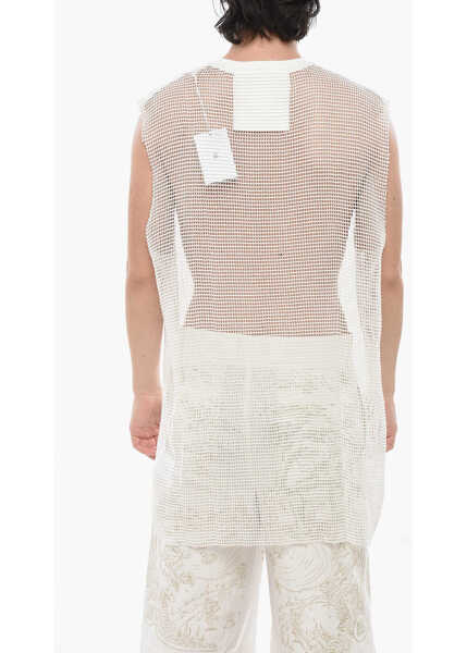Tricouri Givenchy Mesh Tank Top With Raw-Edge Trims White Barbati (BM 19752095) 2