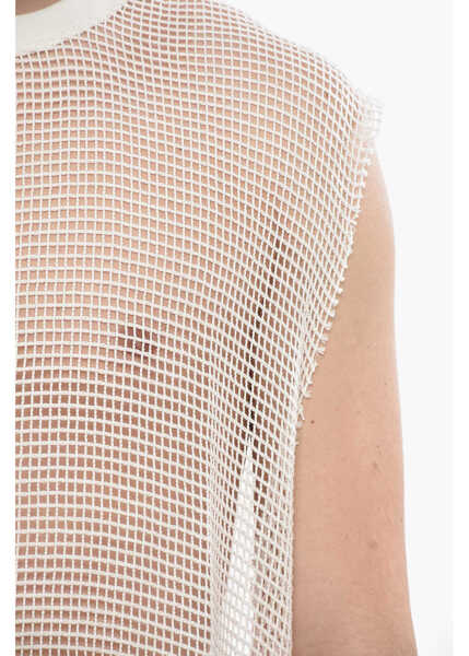 Tricouri Givenchy Mesh Tank Top With Raw-Edge Trims White Barbati (BM 19752095) 3