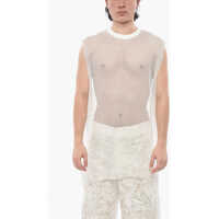 Tricouri Mesh Tank Top With Raw-Edge Trims Barbati