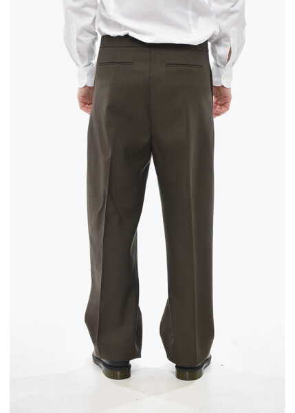 Pantaloni casual Givenchy Straight-Fit Wool-Twill Trousers With Single Pleat Military Green Barbati (BM 19752098) 2