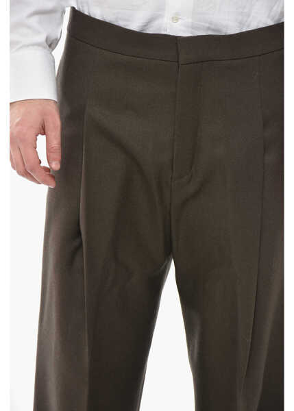 Pantaloni casual Givenchy Straight-Fit Wool-Twill Trousers With Single Pleat Military Green Barbati (BM 19752098) 3
