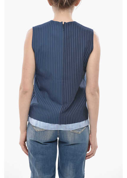 Bluze Marni Pinstriped Virgin-Wool Top With Back Zip Blue Femei (BM 19752101) 2