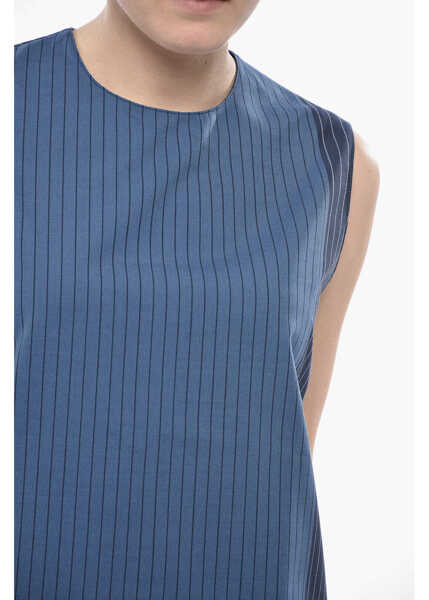 Bluze Marni Pinstriped Virgin-Wool Top With Back Zip Blue Femei (BM 19752101) 3