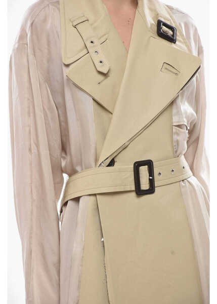 Trenciuri Maison Margiela Mm0 Mesh Trench With Gabardine Details Beige Femei (BM 19752104) 3