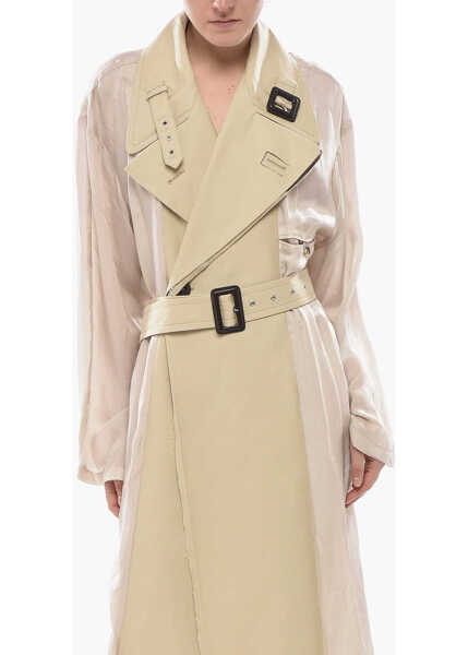 Trenciuri Maison Margiela Mm0 Mesh Trench With Gabardine Details Beige Femei (BM 19752104) 4