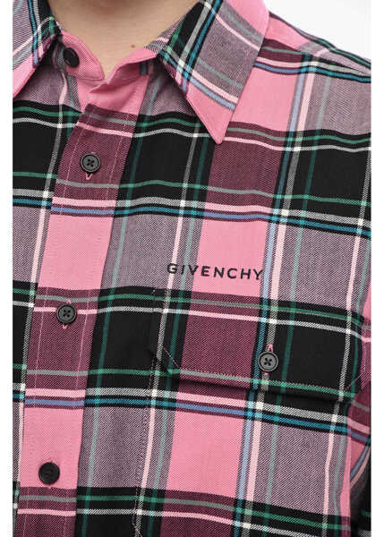Camasi casual Givenchy Cotton-Blend Shirt With Plaid Check Pattern Pink Barbati (BM 19752107) 3