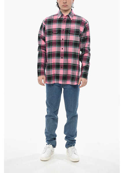 Camasi casual Givenchy Cotton-Blend Shirt With Plaid Check Pattern Pink Barbati (BM 19752107) 4