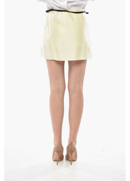 Fuste scurte Givenchy Satin Wrap Mini Skirt With Belt Yellow Femei (BM 19752110) 2