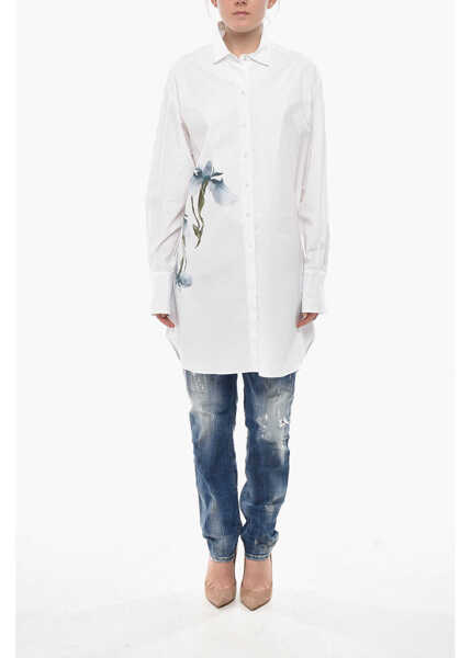 Camasi casual Givenchy Poplin Shirt Orchid With Print White Femei (BM 19752116) 4