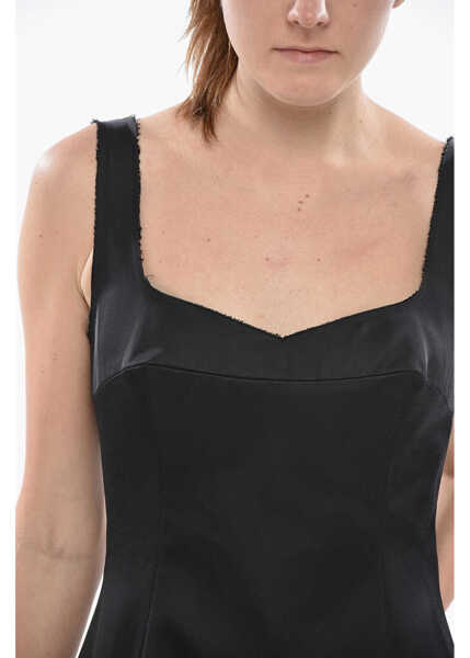 Rochii lungi Marni Satin Sheath Dress With Ruffled Hem Black Femei (BM 19752119) 3