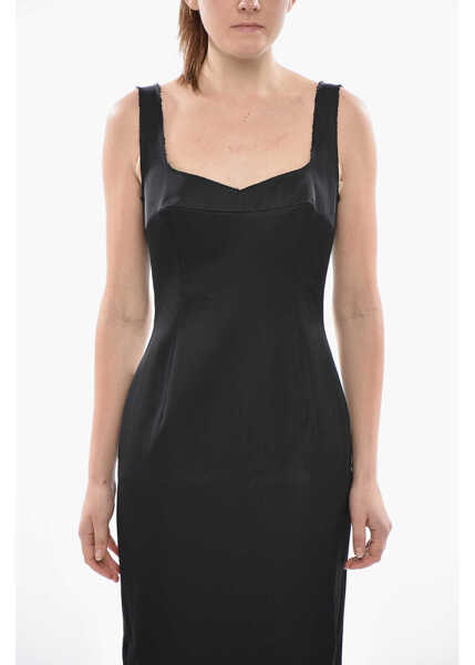 Rochii lungi Marni Satin Sheath Dress With Ruffled Hem Black Femei (BM 19752119) 4