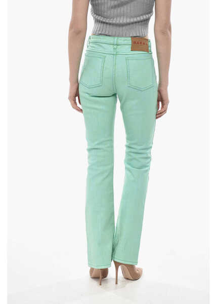 Pantaloni casual Marni Coated Cotton Bootcut Trousers Garment Green Femei (BM 19752122) 2