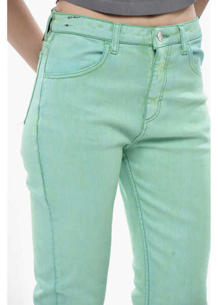 Pantaloni casual Marni Coated Cotton Bootcut Trousers Garment Green Femei (BM 19752122) 3