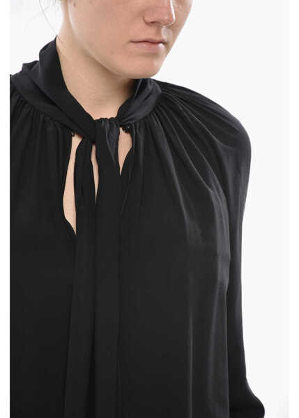 Bluze Givenchy Silk Tie-Neck Blouse Black Femei (BM 19752131) 3