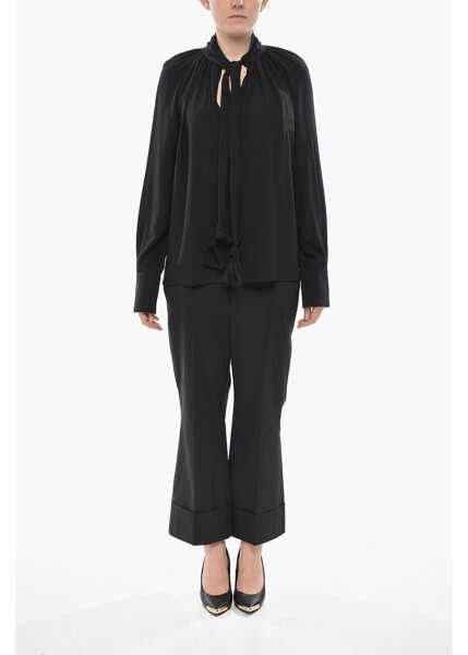 Bluze Givenchy Silk Tie-Neck Blouse Black Femei (BM 19752131) 4