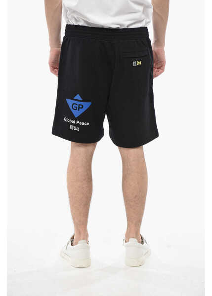 Pantaloni scurti Givenchy Brushed Cotton Shorts Lifes Hard With Embroidery Black Barbati (BM 19752134) 2