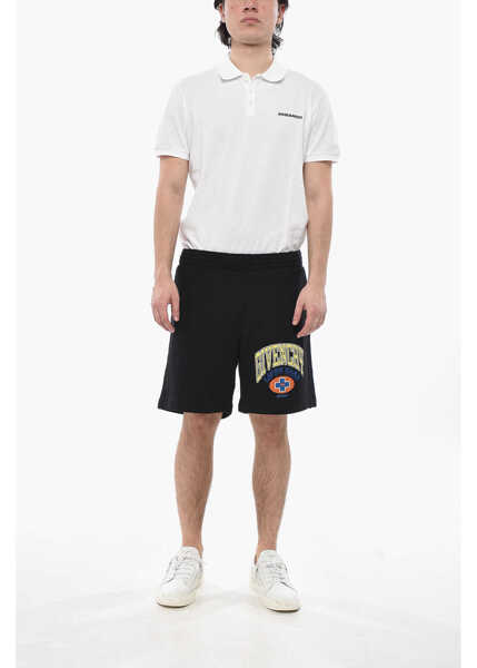 Pantaloni scurti Givenchy Brushed Cotton Shorts Lifes Hard With Embroidery Black Barbati (BM 19752134) 4