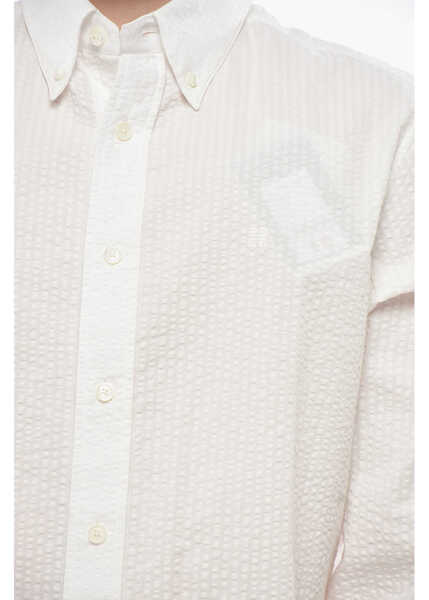 Camasi casual Givenchy Textured Cotton Button-Down Shirt White Barbati (BM 19752155) 3