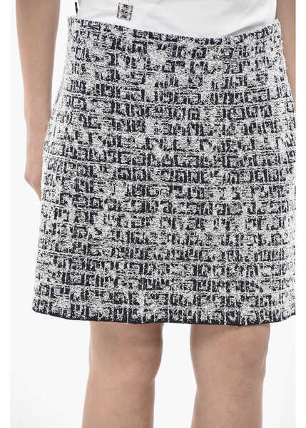Fuste scurte Givenchy Tweed Mini Skirt With Back Zip Black & White Femei (BM 19752158) 3